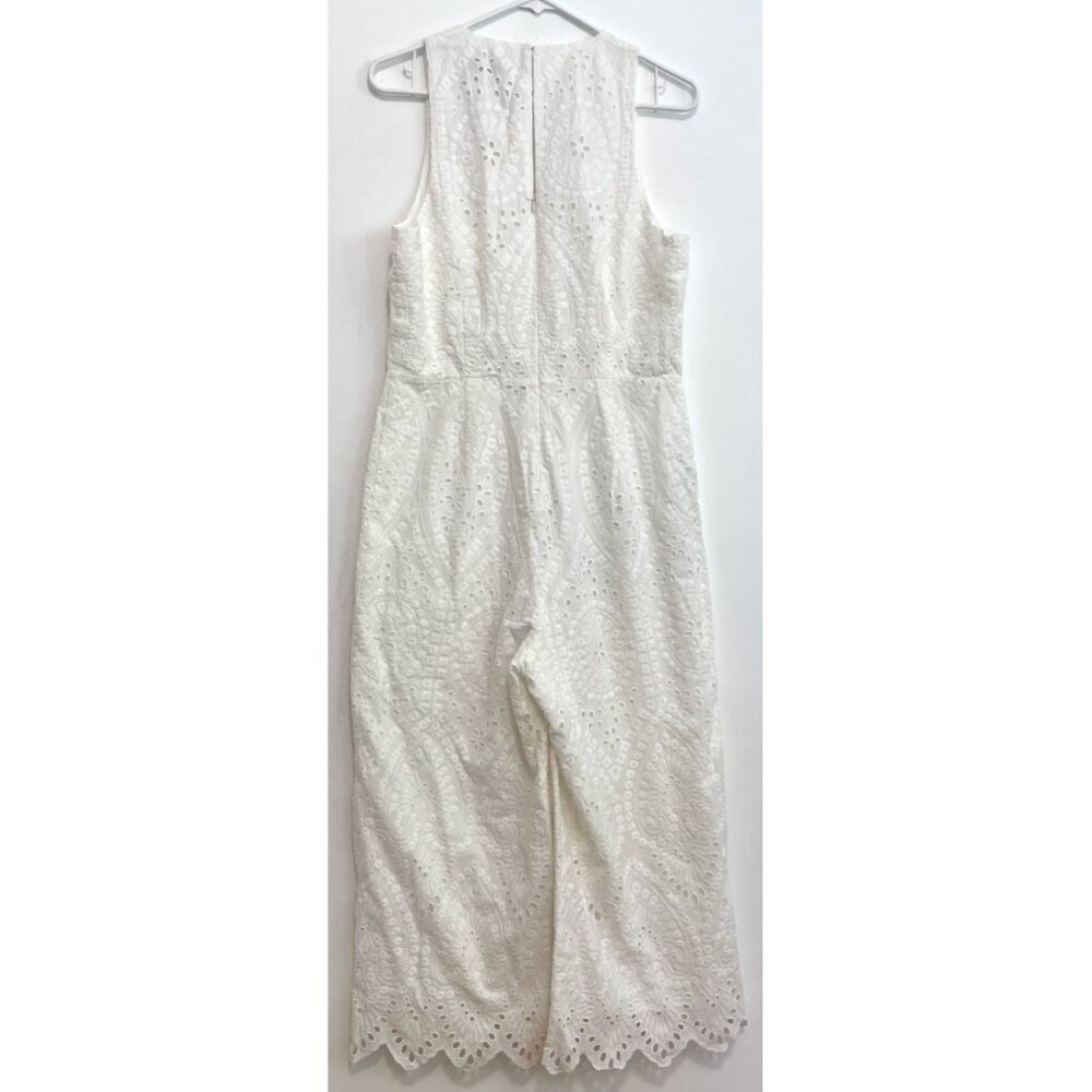 NEW NWT TRINA TRINA TURK Scallop Hem Eyelet Cropped Jumpsuit Cream Ivory ?? Boho - Picture 11 of 16